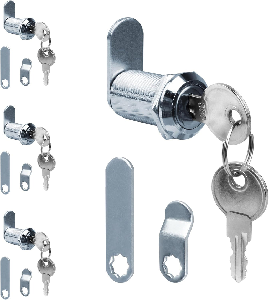 U9945 Stainless Steel Drawer Cabinet Cam Lock with Keys 4 Pack | 1-1/8in lock,max 13/16in panel thickness,RV camper