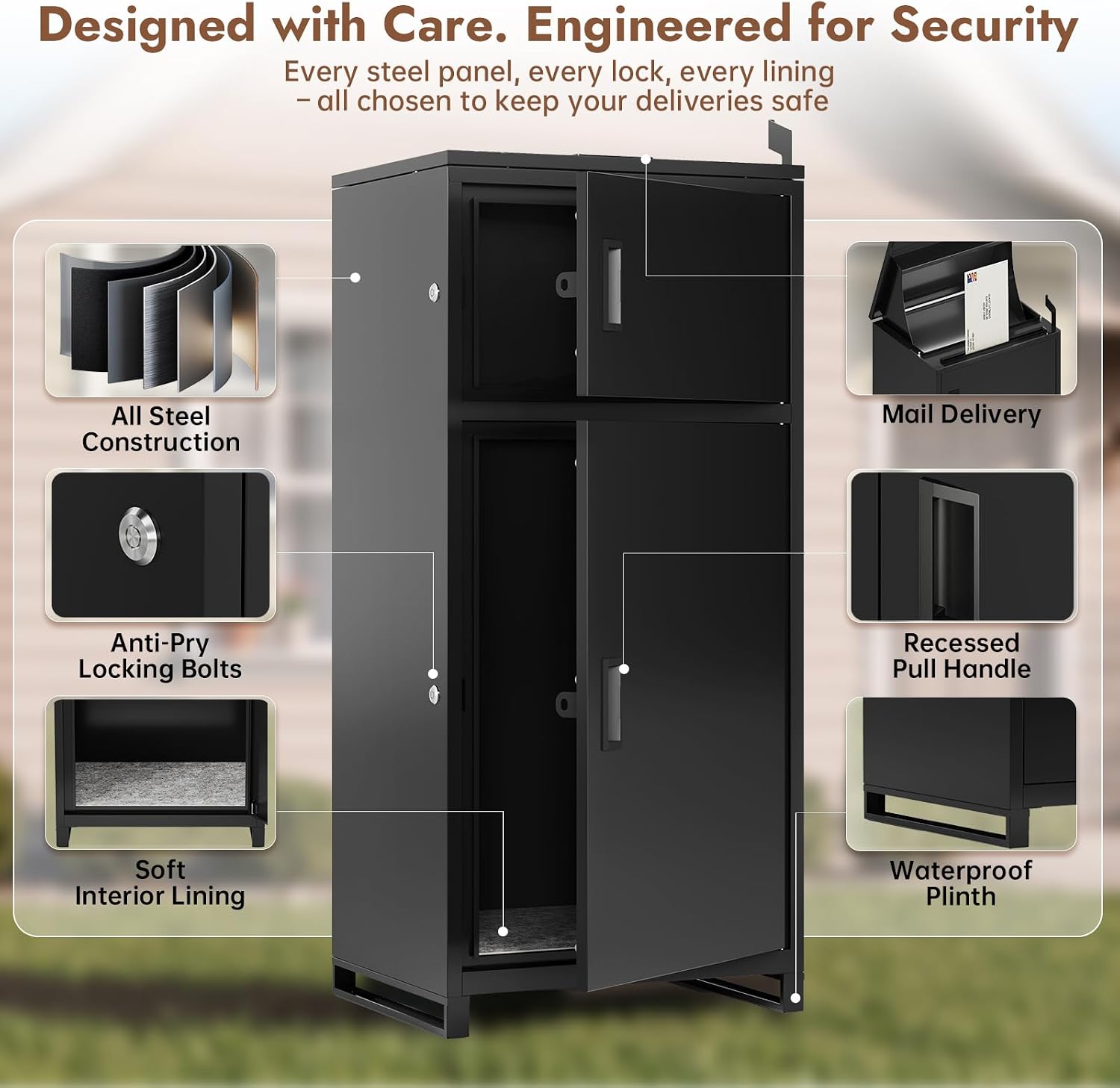 Package Delivery Box for Mail and Parcel Anti-Theft 40.55Hx19.49Lx15.35W | Inches, Fully Assembled for Home and