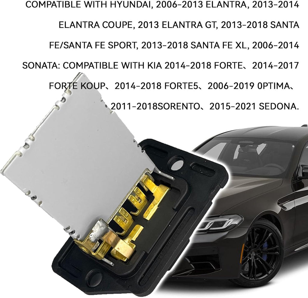 AC Blower Motor Resistor for Kia Hyundai HVAC Heater Air Condition Radiator Fan Replacement Compatible with Hyundai Elantra Coupe/GT Santa Fe XL/Sport Sonata, Kia Forte Koup/5 Optima Sedona