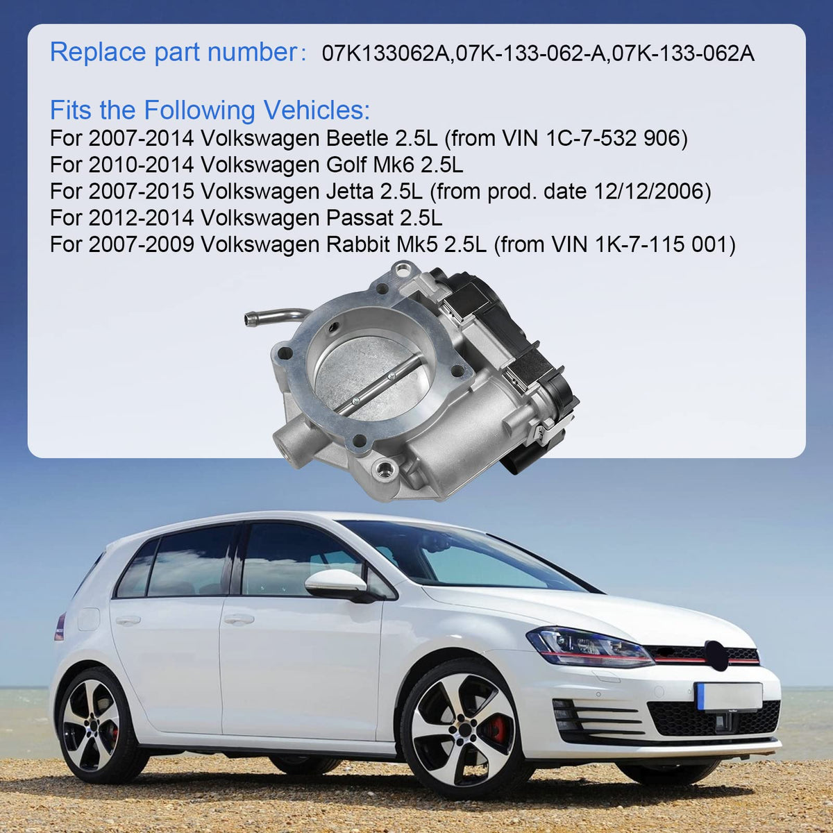 Electronic Throttle Body Compatible with 2007-2014 Volkswagen Beetle Golf
