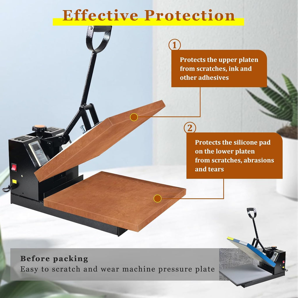 Heat Press Covers 15 x 15 Inch for Top and Bottom Platens | 2 Pcs Heat Press Platen Wrap Cover Reusable Teflon Sheets