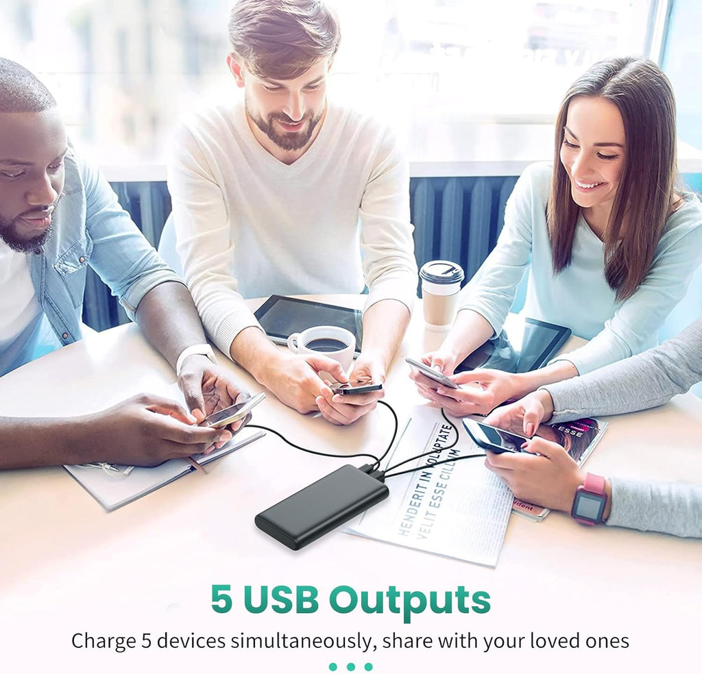 Portable Charger 38800mAh Power Bank with 5 Outputs & 2 Inputs,PD USB C In&Out Fast Phone Charging External Battery