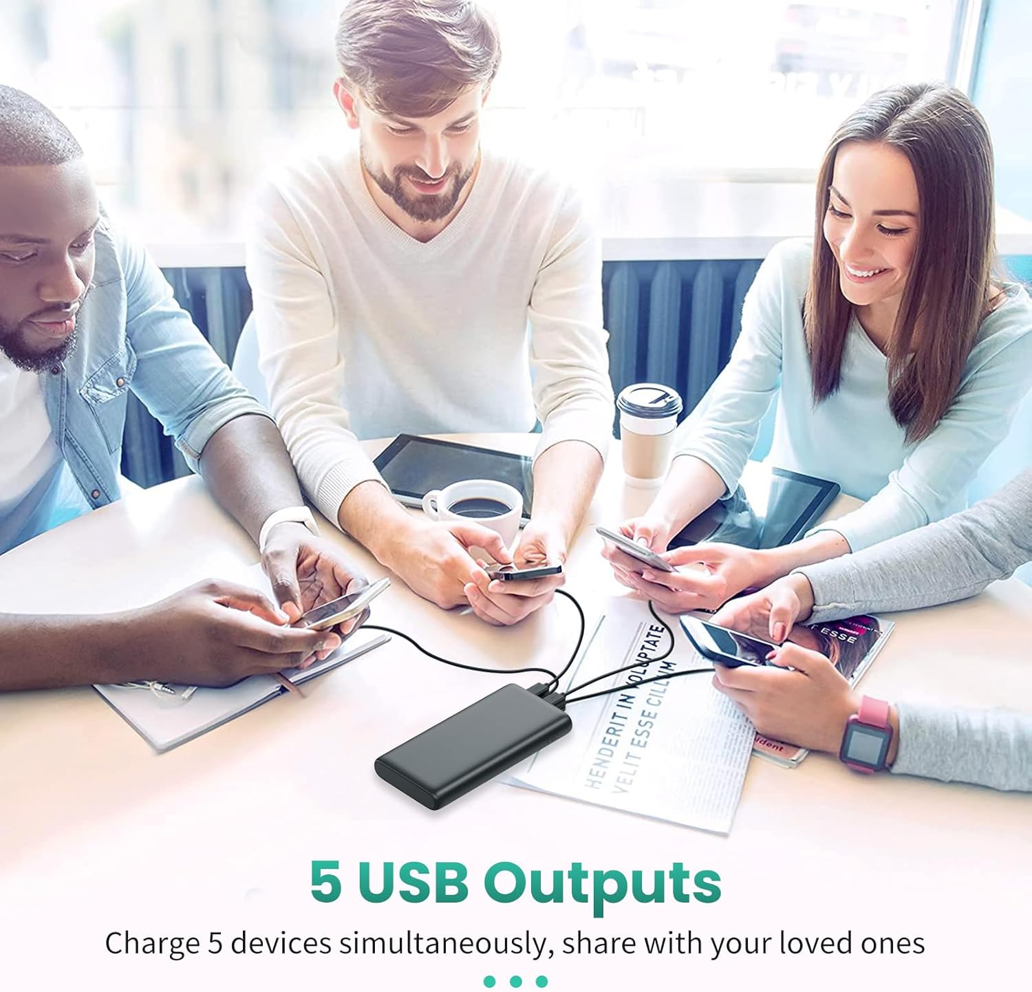 Portable Charger 38800mAh Power Bank with 5 Outputs & 2 Inputs,PD USB C In&Out Fast Phone Charging External Battery