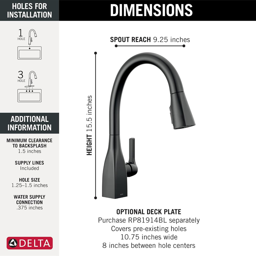 Faucet Mateo Pull Down Kitchen Faucet, Black Kitchen Faucets with Pull Down Sprayer, Kitchen Sink Faucet, Faucet for