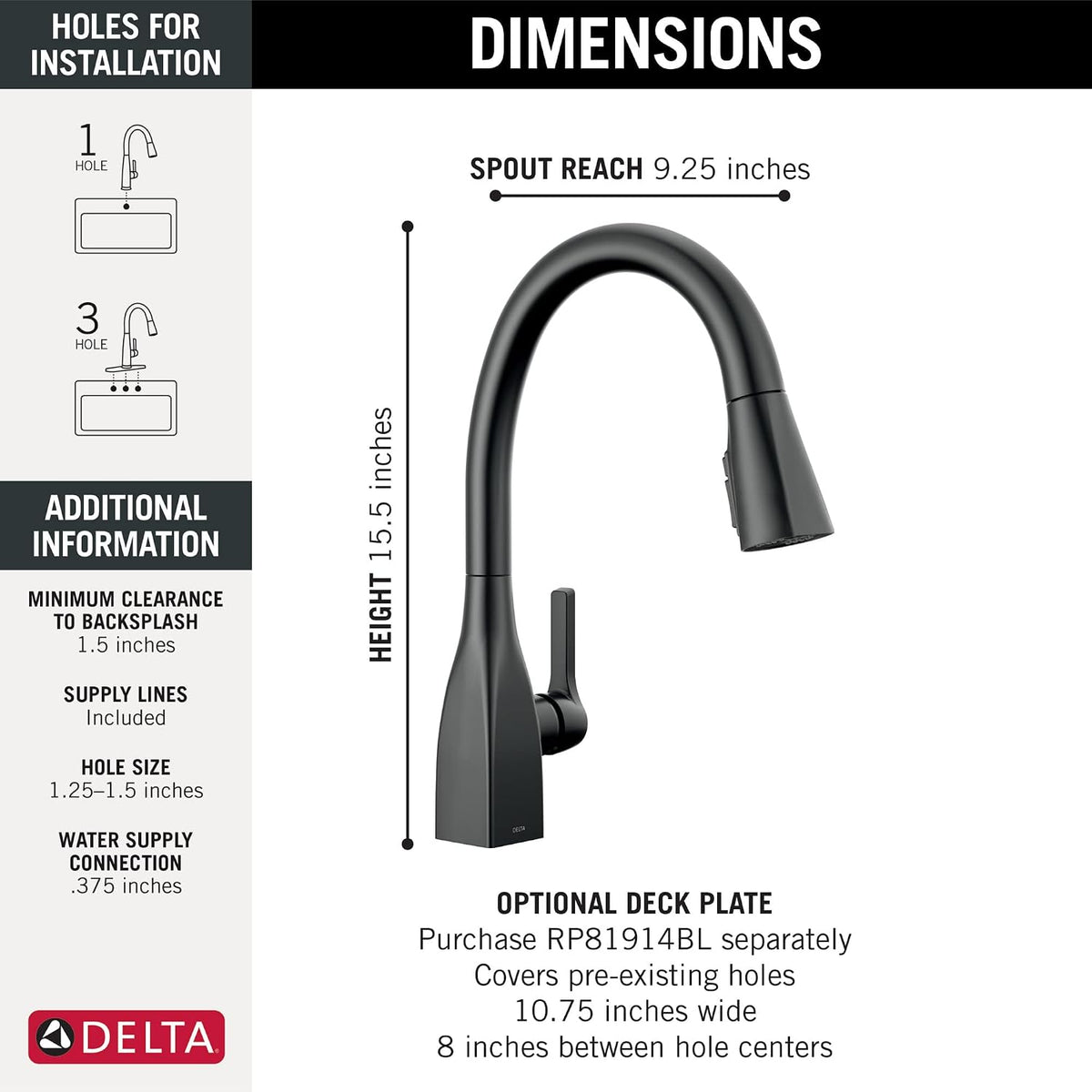 Faucet Mateo Pull Down Kitchen Faucet, Black Kitchen Faucets with Pull Down Sprayer, Kitchen Sink Faucet, Faucet for