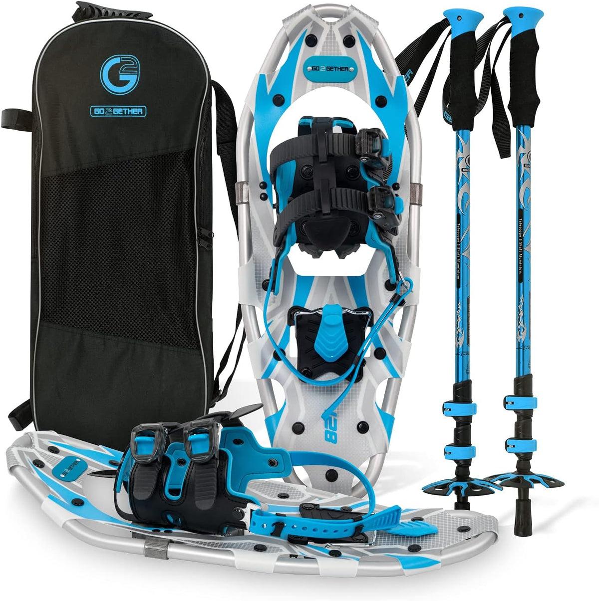 G2 21/25/30/36 Inches Light Weight Snowshoes with Trekking Poles, Tote Bag, Special EVA Padded Ratchet Binding, Heel