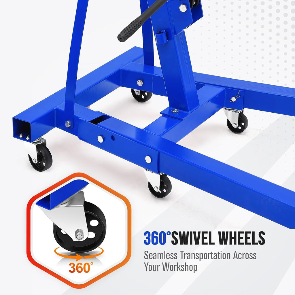 2-Ton Folding Engine Hoist with Leveler, 4400 Lbs Capacity