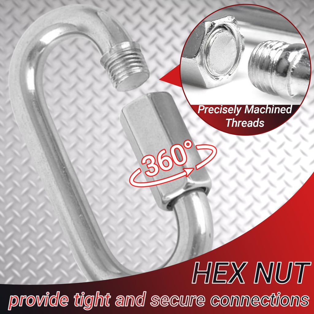 3.5IN Quick Link,Heavy Duty Locking Carabiner (12PCS,Silver)