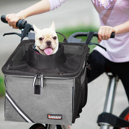 Pet Carrier Bicycle Basket Bag Pet Carrier/Booster Backpack for Dogs and Cats with Big Side Pockets,Comfy & Padded