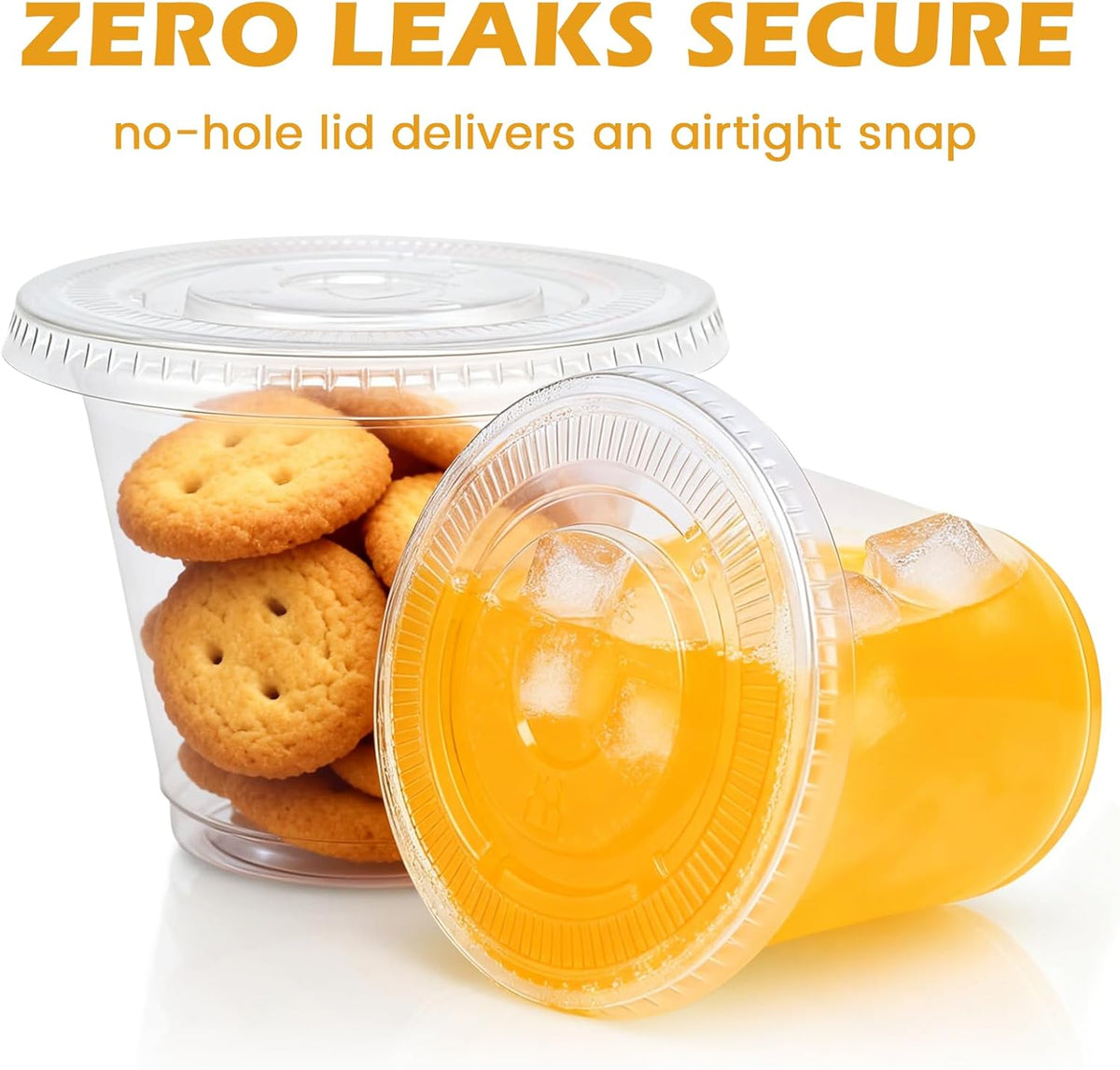 9 oz Plastic Cups with Lids 50 Pack, Disposable Clear Cups with Lid