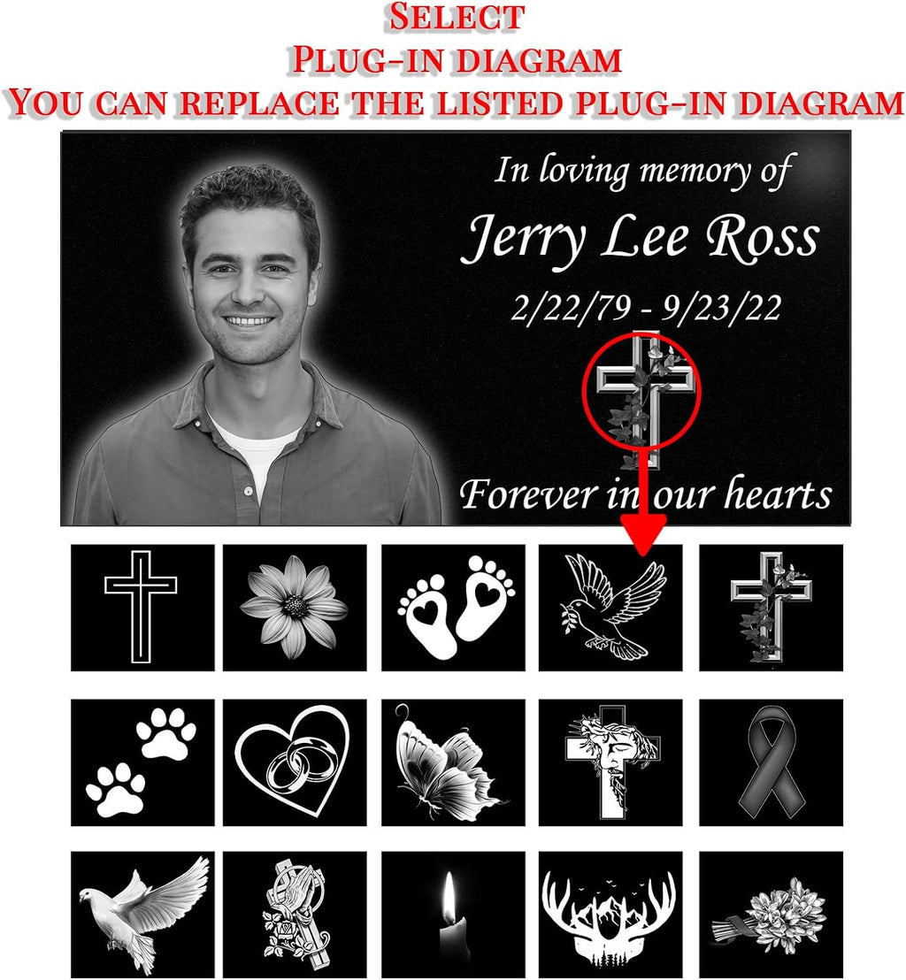 Personalized Memorial Stones,headstones for Graves,Grave Markers for Cemetery for Humans,Black Granite