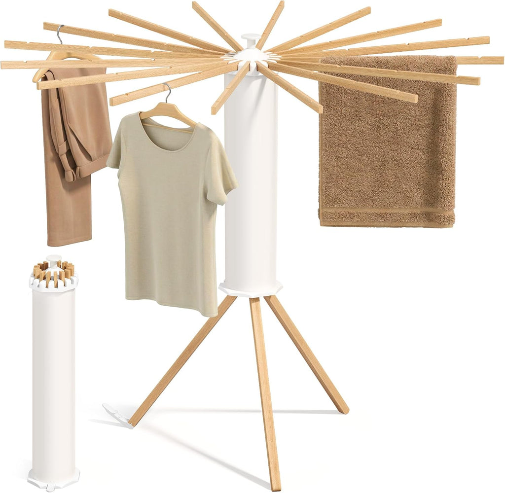 Clothes Drying Rack Foldable, Rotary Tripod Laundry Drying Rack, Rotatable Portable Floor Standing Clothes Airer