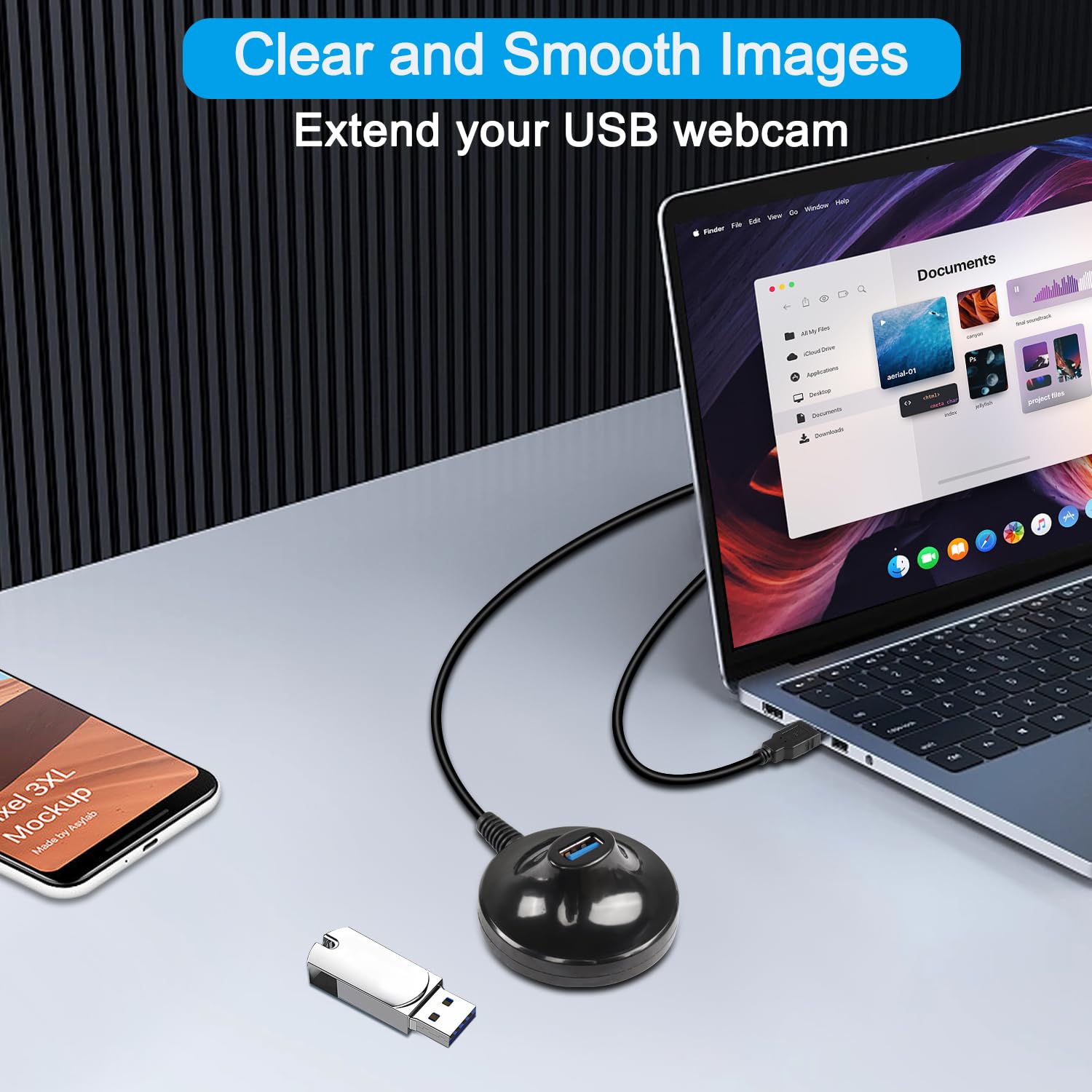 4.9FT USB 3.0 Extension Cable with Pedestal,5Gbps USB 3.0 Type-A Male to Female Extension Stand for USB WiFi