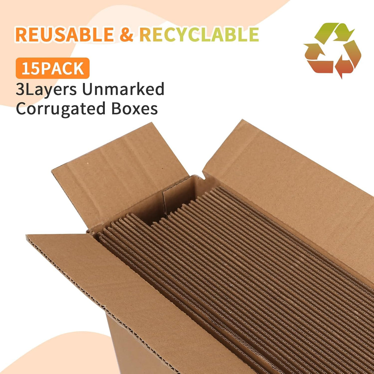 Brown 12x12x4 Shipping Boxes Set of 15, Corrugated Cardboard Box for Mailing, Packaging Small Business, Kraft Mailer