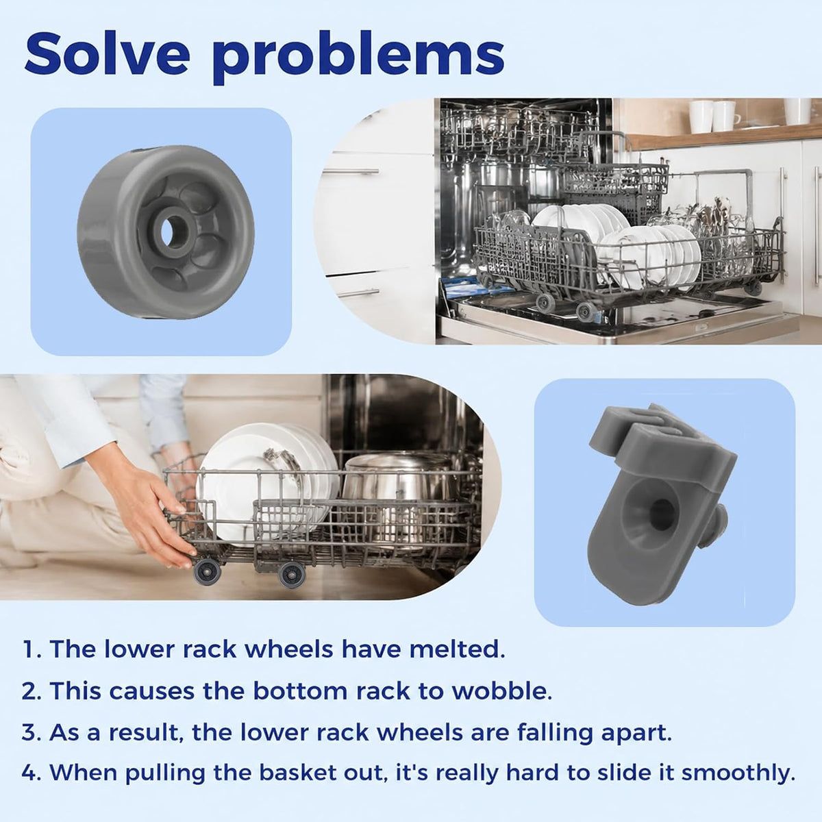 8 Pack WD35X21041 Dishwasher Wheels Lower Dishrack Roller Axle Kit Compatible with GE Dishwashers Replaces WD12X10136 WD12X10277 WD12X10261 WD12X10107