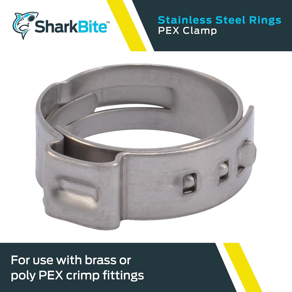 SharkBite 3/4 Inch Clamp Ring, Stainless Steel Plumbing Fitting, PEX Pipe, PE-RT, UC955A