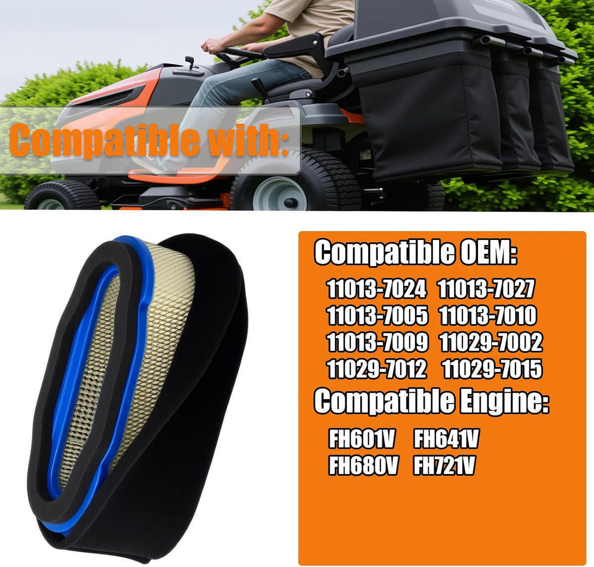 X320 Air Filter & Oil Filter Tune Up Kit for JD Z445 X500 GT245 LG249 X324 GX335 X340 GX255 X360 Lawn Mower with Kawasaki Engines Compatible with Kawasaki FH721V FH601V FH641V FH680V FH661V