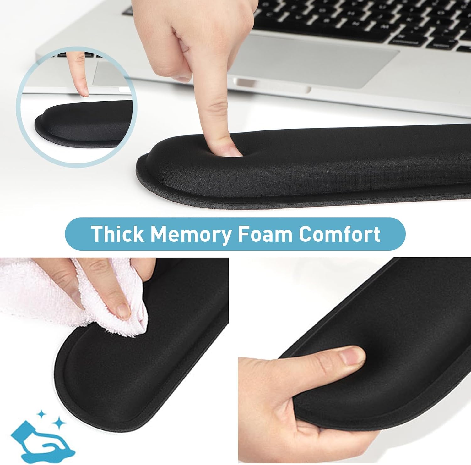 Keyboard Wrist Rest Memory Foam, Easy Typing Pain Relief, Keyboard Mouse Pad Set for Computer, Laptop, Home & Office