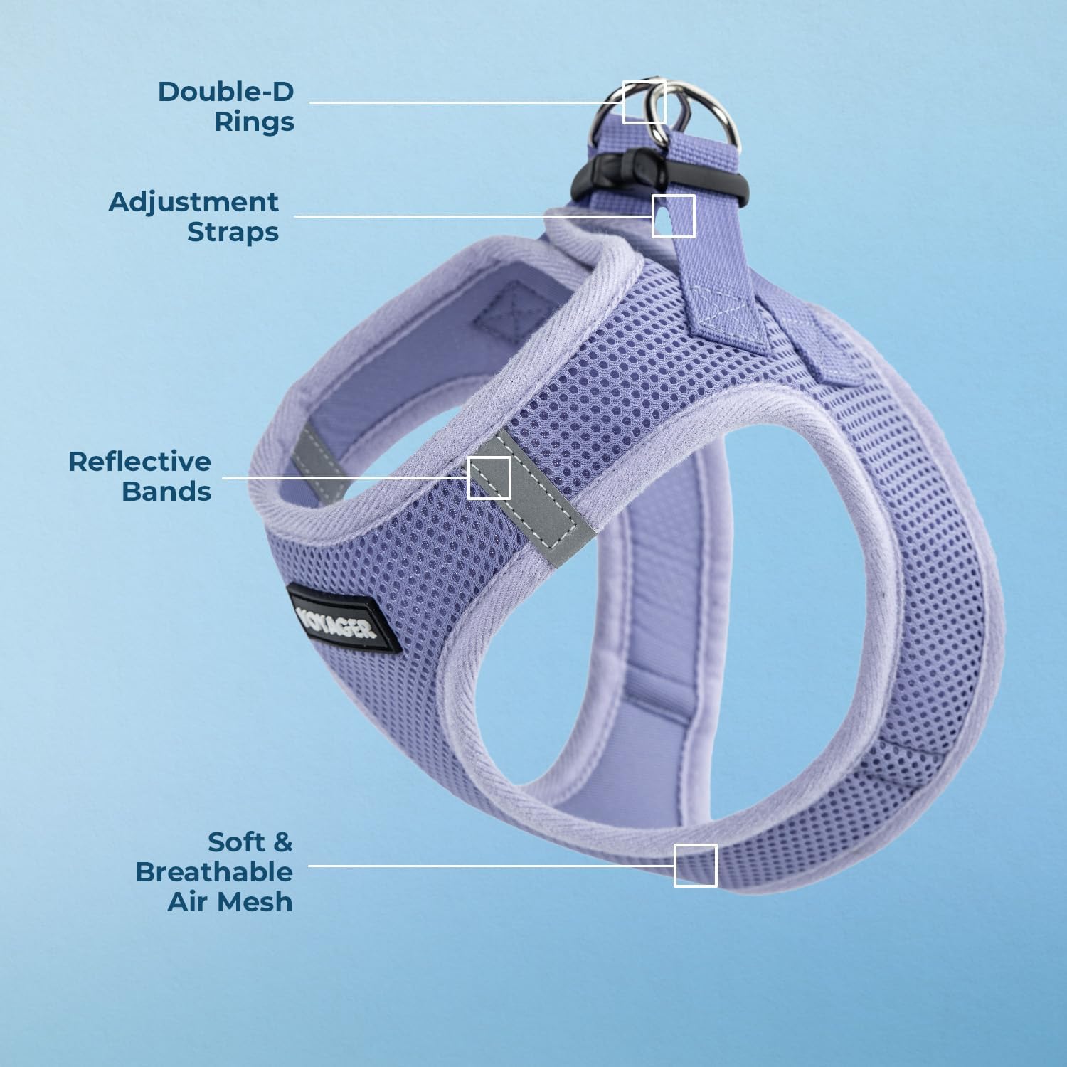 Voyager Step-in Air Harness - All Weather Mesh, Reflective, No Pull Harness for Dogs, Cats - Secure with Hook & Loop