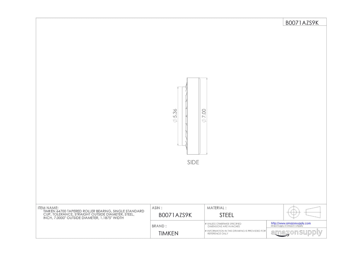 Timken Tapered Roller Bearing Cup - 64700