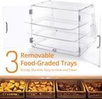 3-Tray Bakery Display Case, Acrylic Clear Display Case Countertop for Bread Pastry Dessert Food Cookie Display