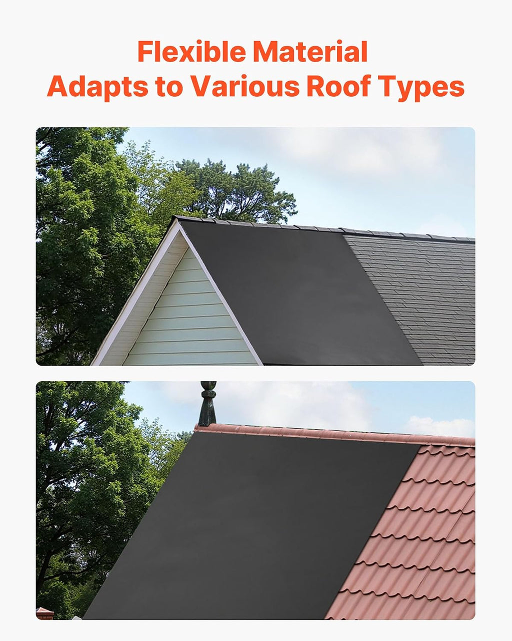 Roll Roofing, 20 x 20 ft, 45 mil EPDM Rubber Roofing, Long Lifespan & Weather-Resistant, Withstands Harsh