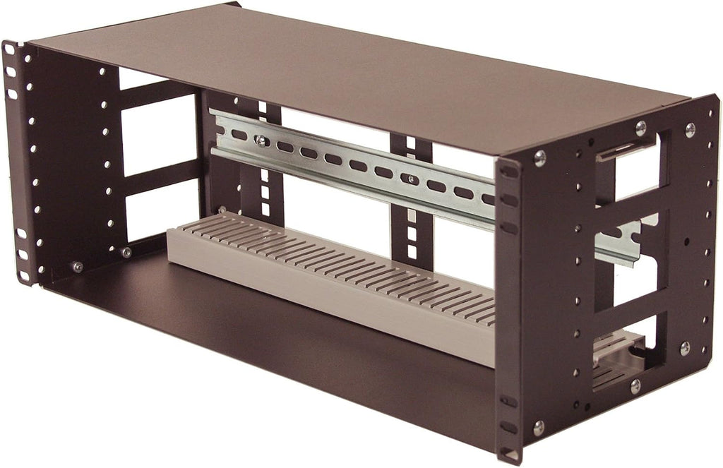 IRP208DB-4U Fully Enclosed Rackmount 4U Compact 8 inch Deep Industrial Din Rail Panel for 19 inch 2-Post Relay Rack or 4-Post Rack Cabinet