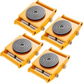 4-Piece Machinery Skate Dolly, 26,455 Lbs, 12T Industrial Machinery Mover, Heavy Duty Carbon Steel, 360° Rotation