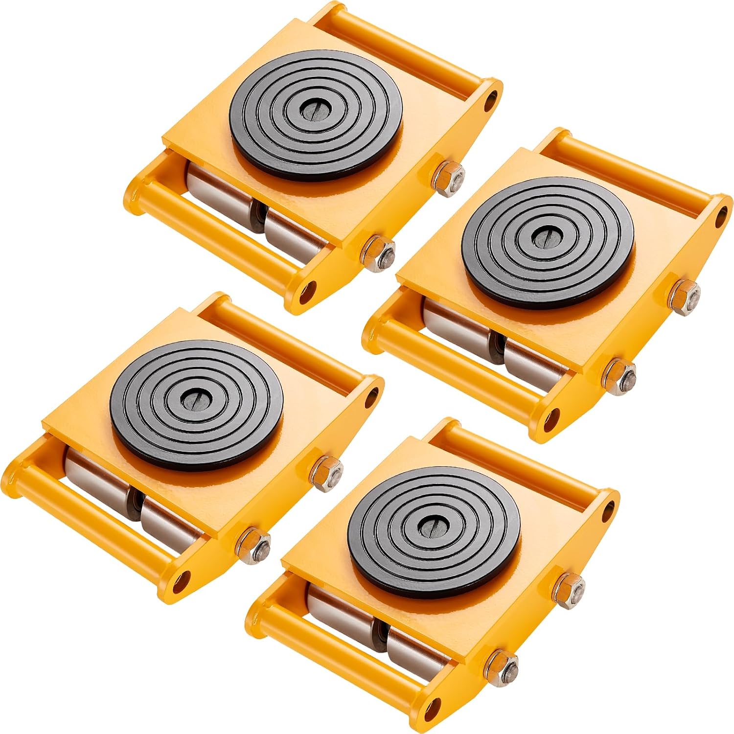 4-Piece Machinery Skate Dolly, 26,455 Lbs, 12T Industrial Machinery Mover, Heavy Duty Carbon Steel, 360° Rotation