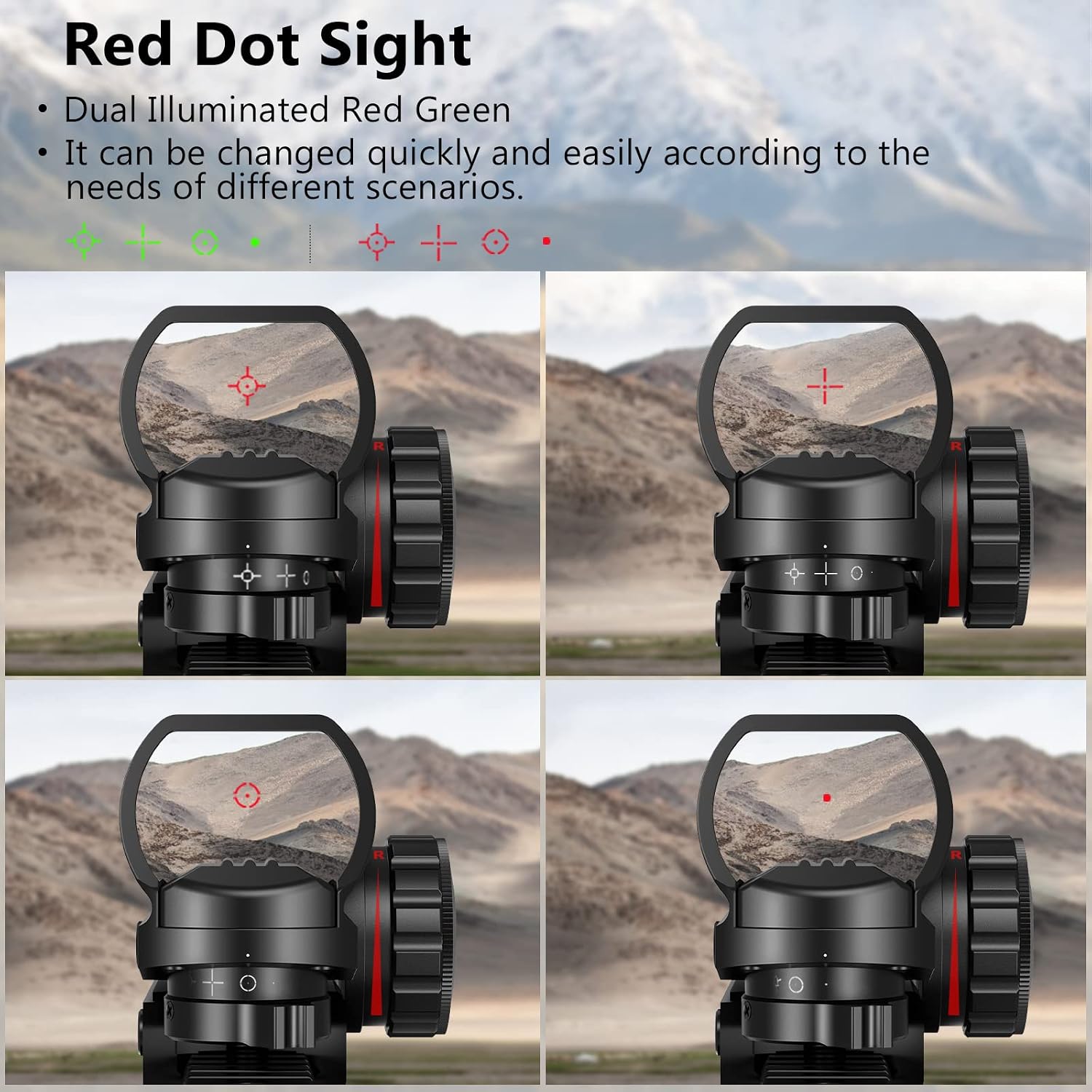 4-16x50 AO Hunting Rifle Scope Dual Illuminated Rangefinder Optics & 4 Holographic Reticle Red/Green Dot Sight &