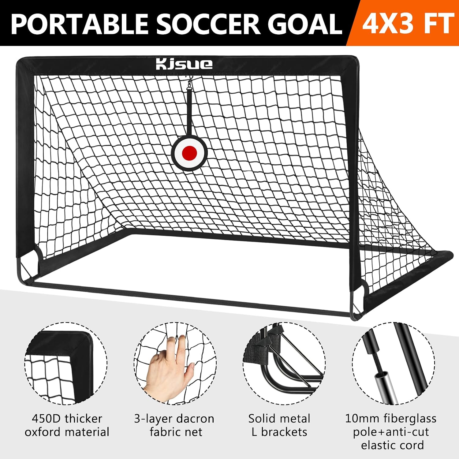 Kids Soccer Goal for Backyard Set of 2, 6X4 / 4X3 ft Portable Pop Up Soccer Net Training Equipment for Outdoor Indoor