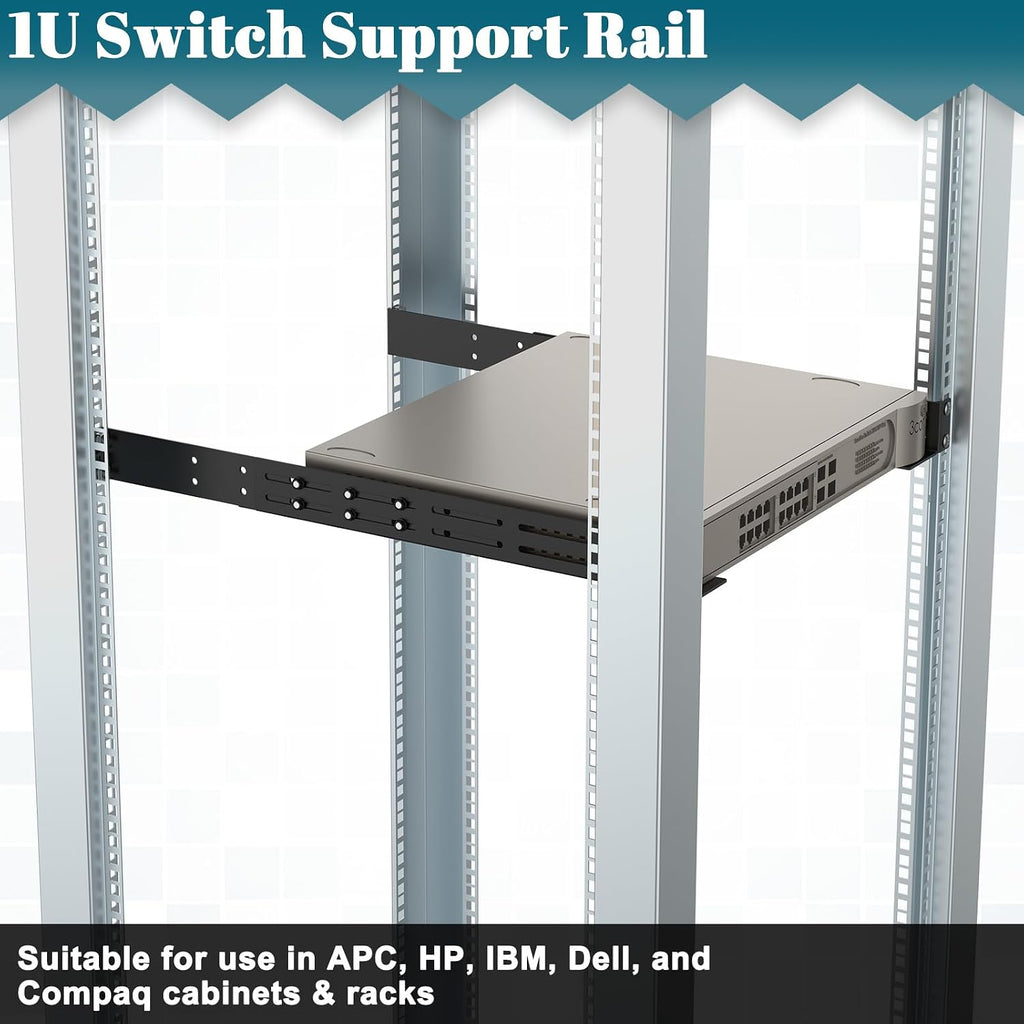 ForoGore 1U Universal Rack Mount Rails 4-Post Server Rack Shelf Rail