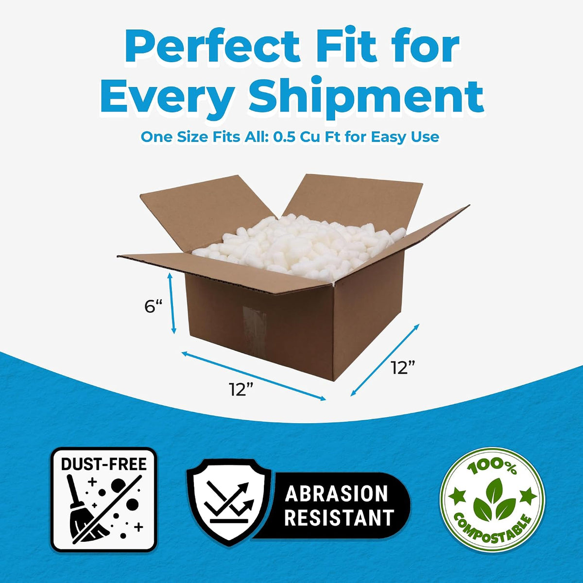 Packing Peanuts for Shipping - Bio Tube - .5 Cu Ft