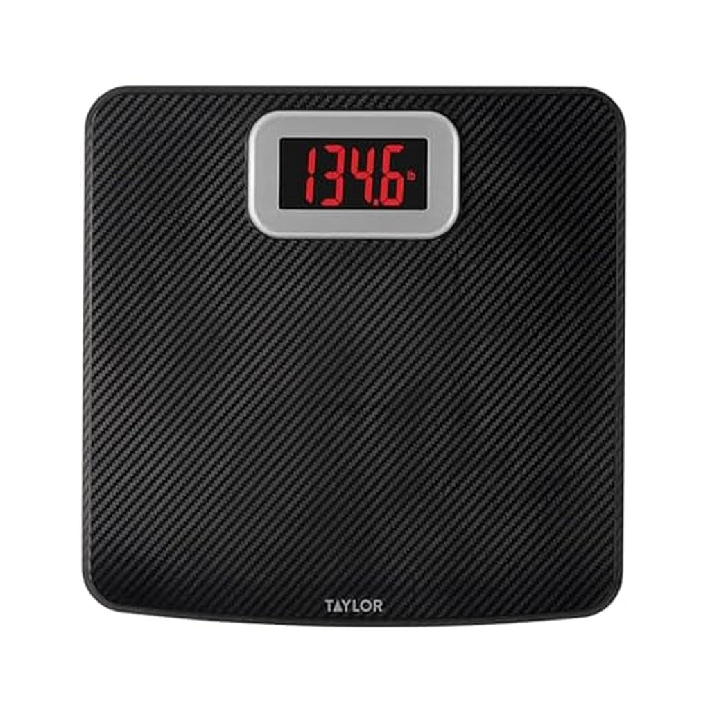 Digital Bathroom Scale, Body Weight Scale 400 LB Capacity, Carbon Fiber Anti-Slip Mat, 11.8 x 11.8 Inch Platform, Black