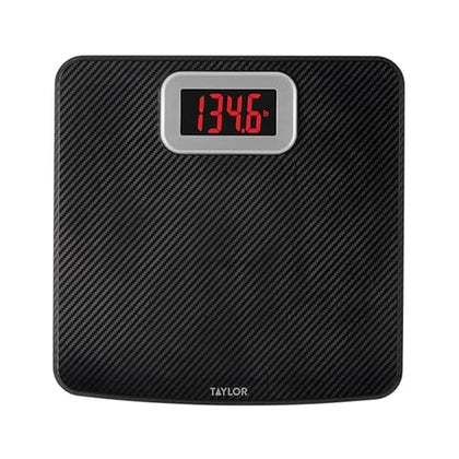 Digital Bathroom Scale, Body Weight Scale 400 LB Capacity, Carbon Fiber Anti-Slip Mat, 11.8 x 11.8 Inch Platform, Black