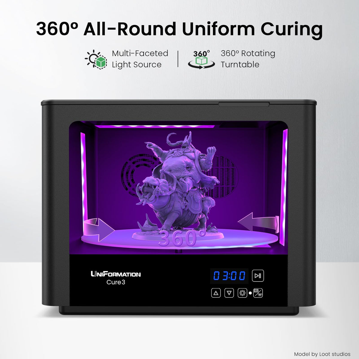 Cure3 10.3-inch Resin Curing Machine with UV Curing Station