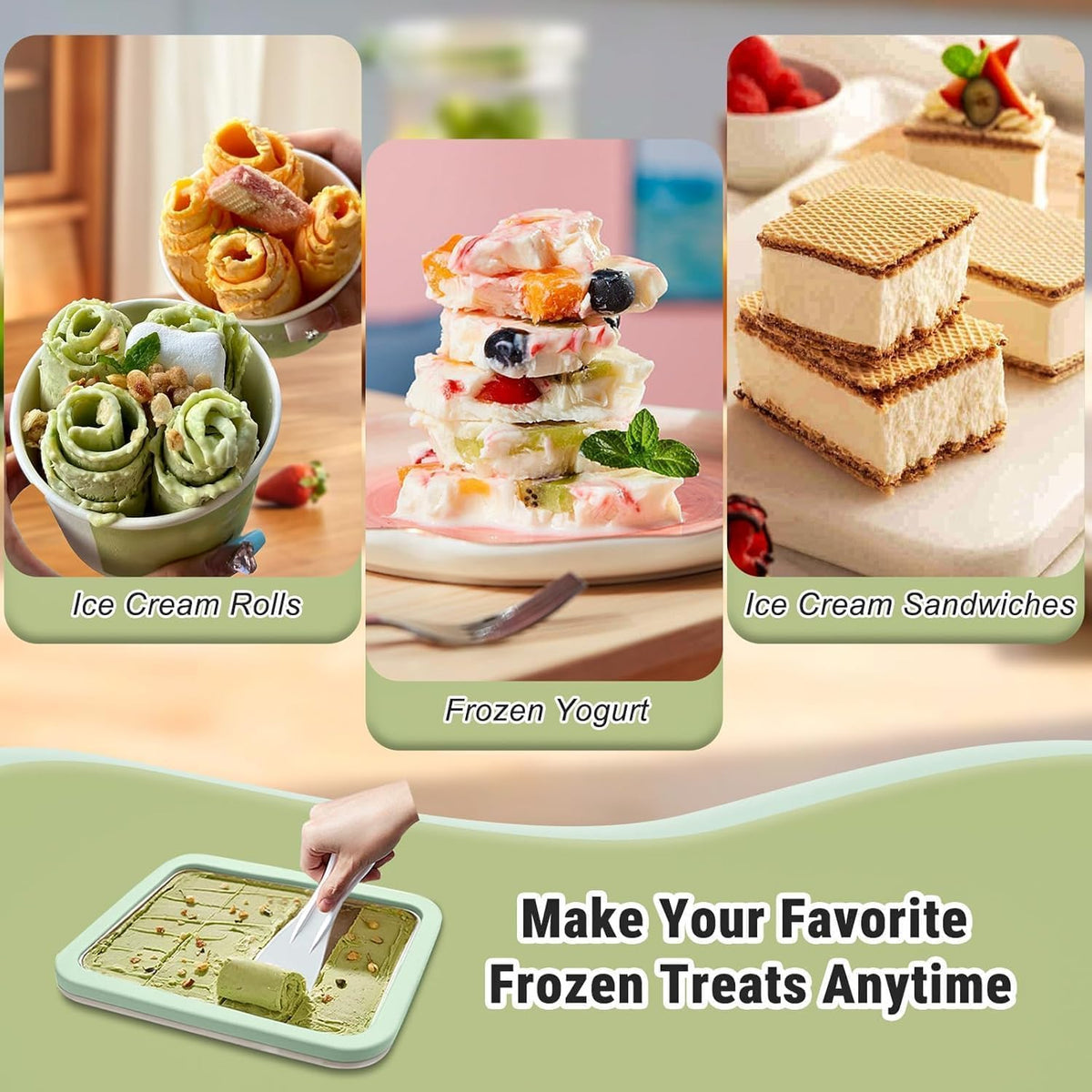 Rolled Ice Cream Maker Tray SUS 304 At Home DIY Instant Ice Cream Machine