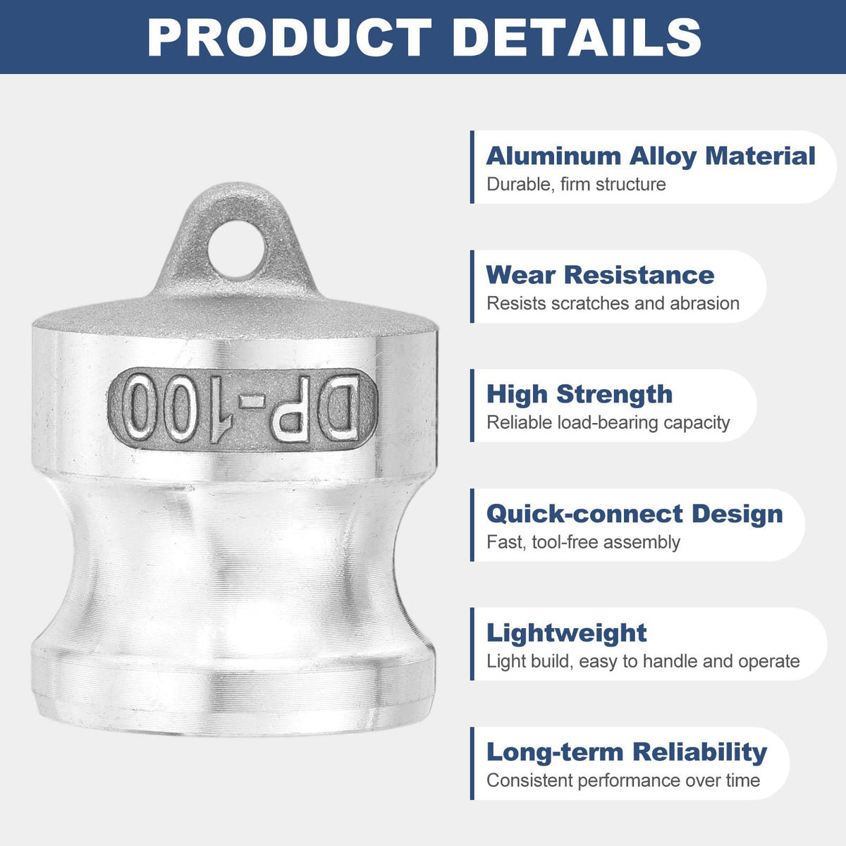 Kozelo Type DP 1" Aluminum Dust Plug Cam Lock Hose Fitting