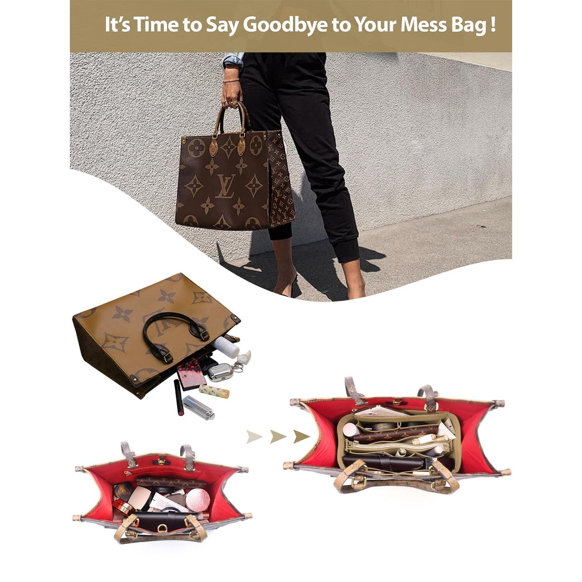 Purse Organizer Insert, Felt Tote Bag Organizer Insert with 6 Size