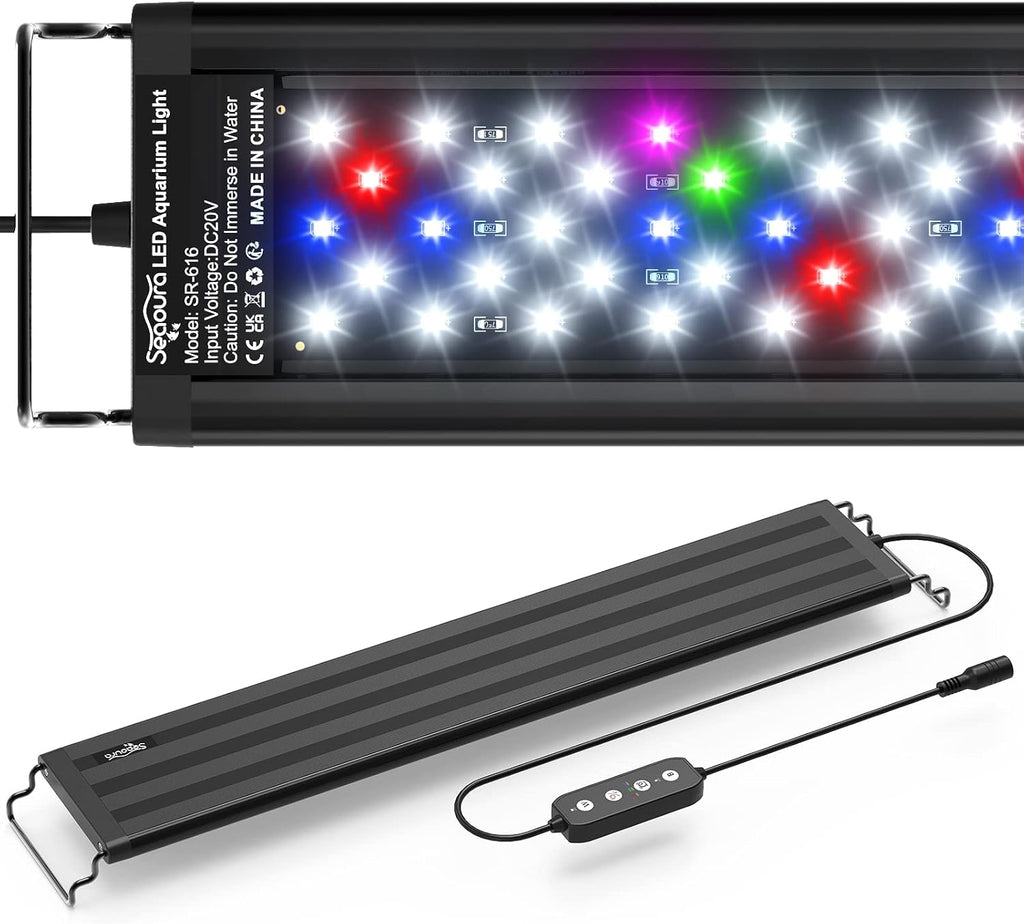 Led Aquarium Light for Plants-Full Spectrum Fish Tank Light 18-24'' | WRGBP Aquarium Plant Light with Timer for