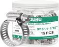 15PCS Hose Clamps Stainless Steel Adjustable 9/16"-1-1/16"(14-27mm) | Heavy Duty, Rust Resistant, Worm Gear Small