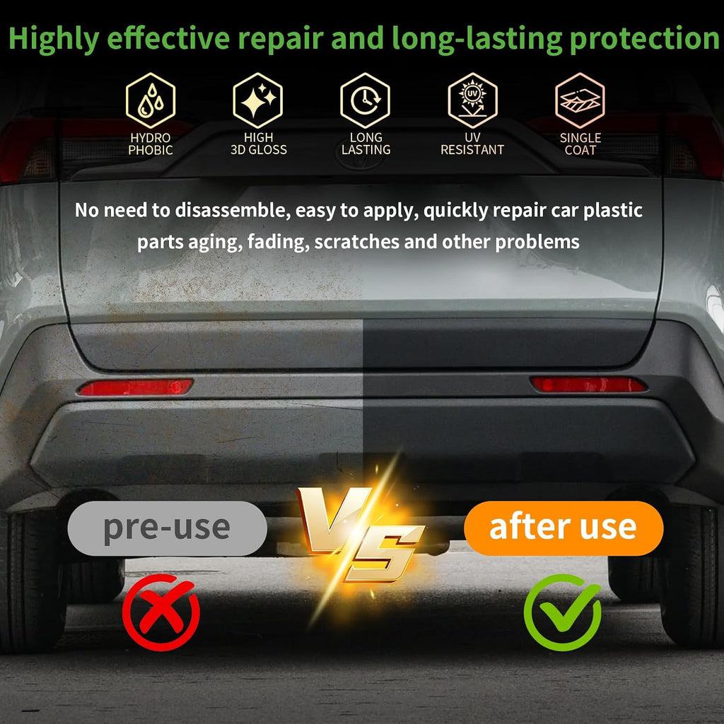 Plastic Restorer for Cars, Black Trim Restorer Car Plastic Restorers Black Crystal Coating for Automotive Parts