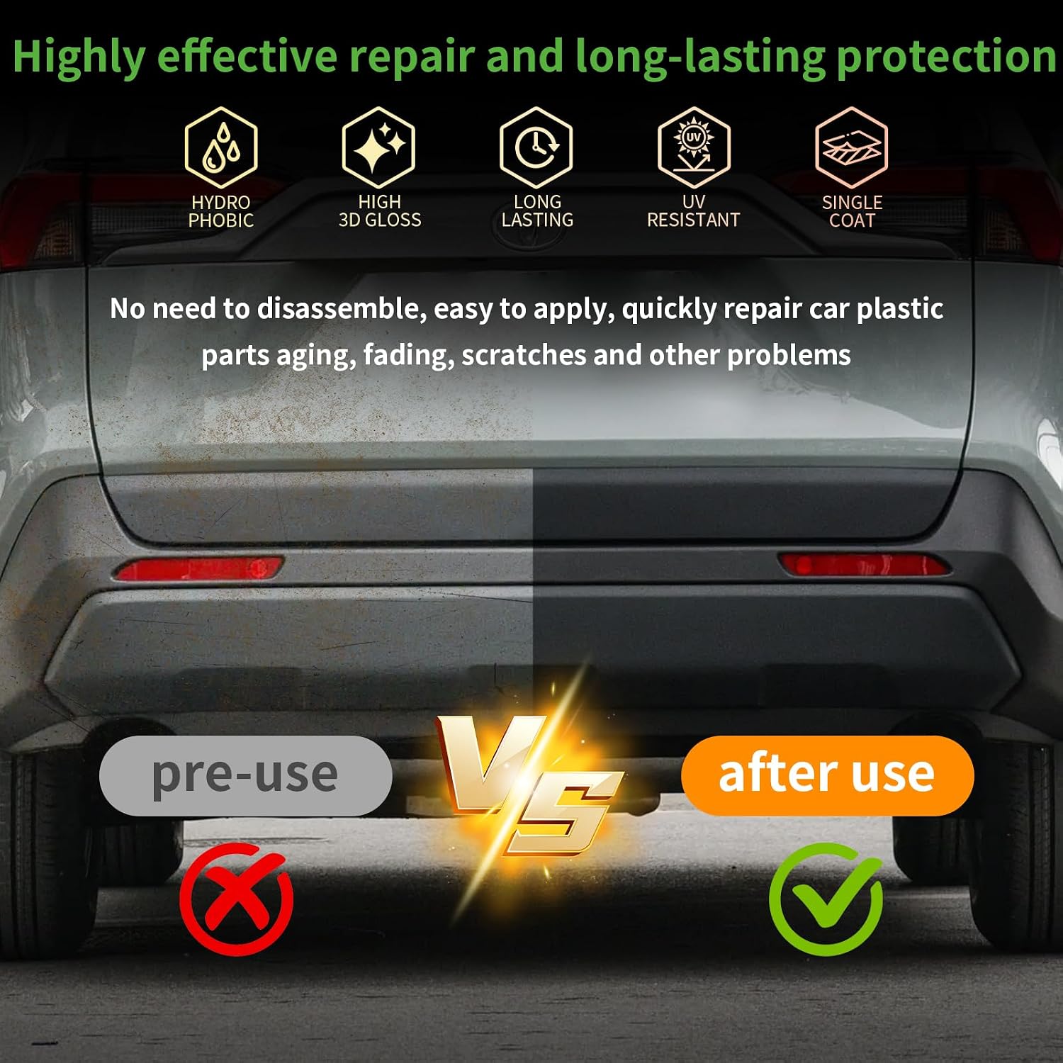 Plastic Restorer for Cars, Black Trim Restorer Car Plastic Restorers Black Crystal Coating for Automotive Parts