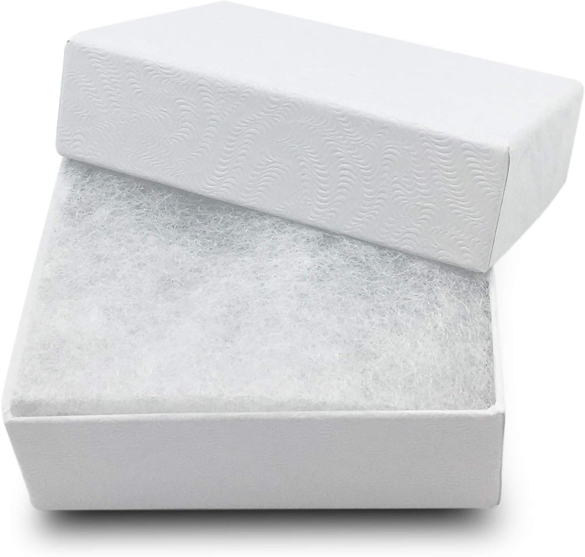 TheDisplayGuys 25 Cardboard Jewelry Gift Boxes with Inserts - White Swirl