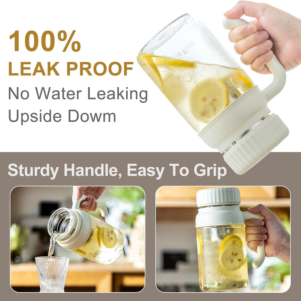 32oz Tea Infuser Bottle - Large Glass Water Bottle with Removable Infuser for Loose Leaf Tea & Fruit, Leakproof