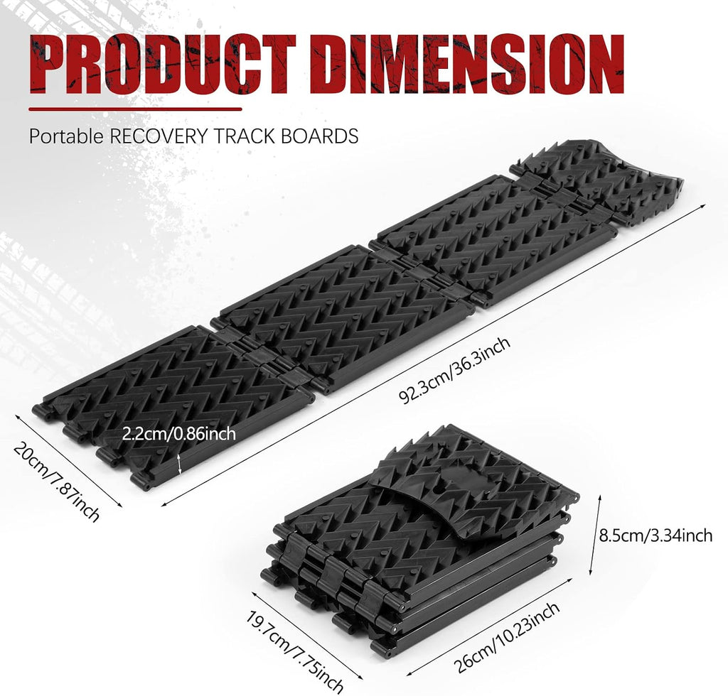 Tire Traction Mats Foldable, Portable Recovery Track Boards for Off Road 4X4 Snow, Ice, Emergency Tire Devices for