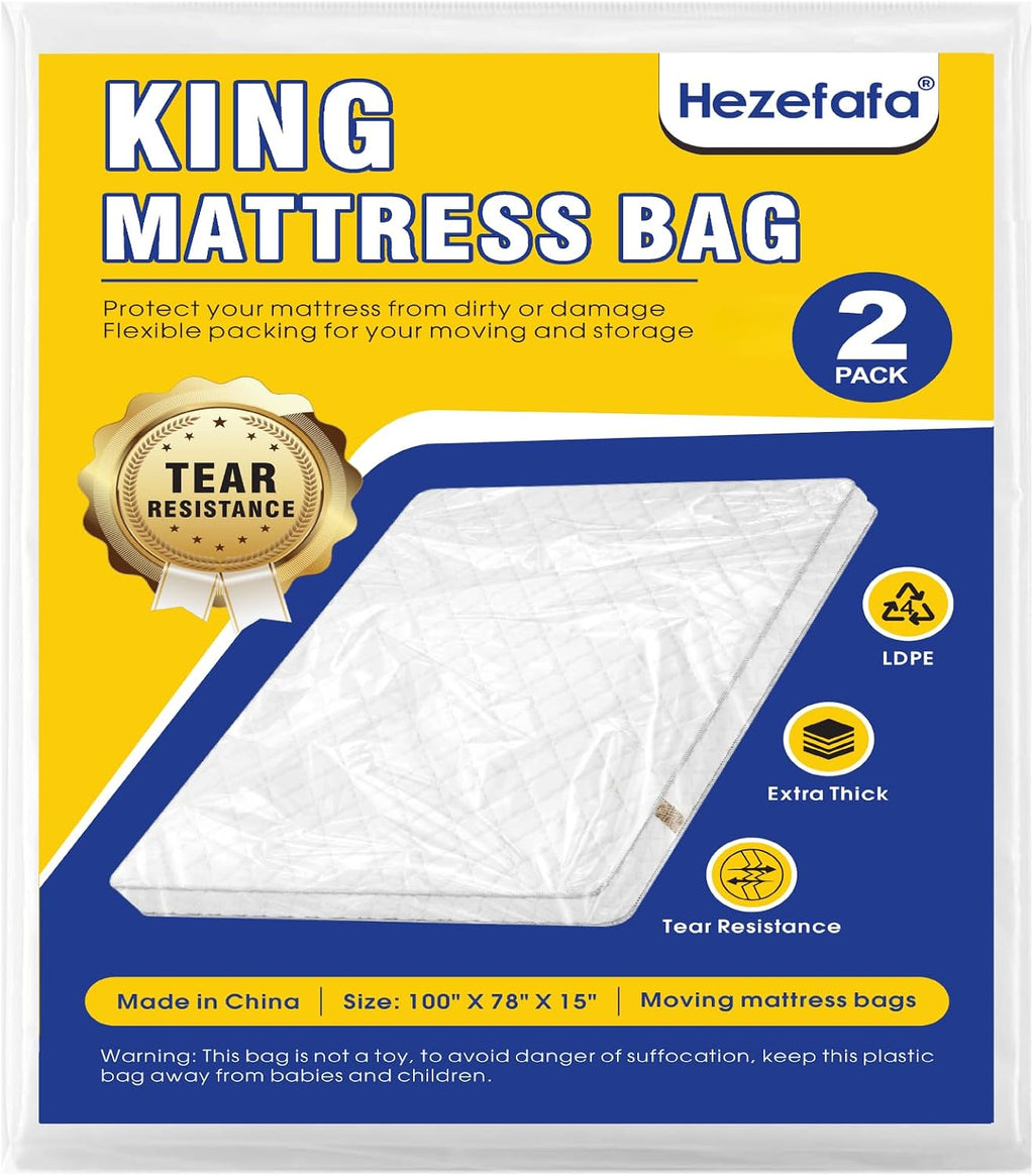 2PK Plastic King Mattress Bags for Moving,Extra Thick