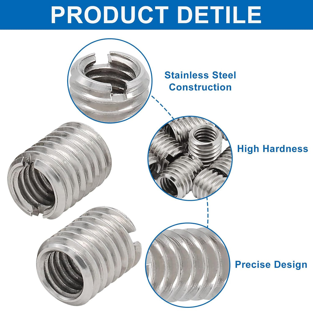 10Pcs Self Tapping Thread Inserts, Stainless Steel M6 Female M8 Male