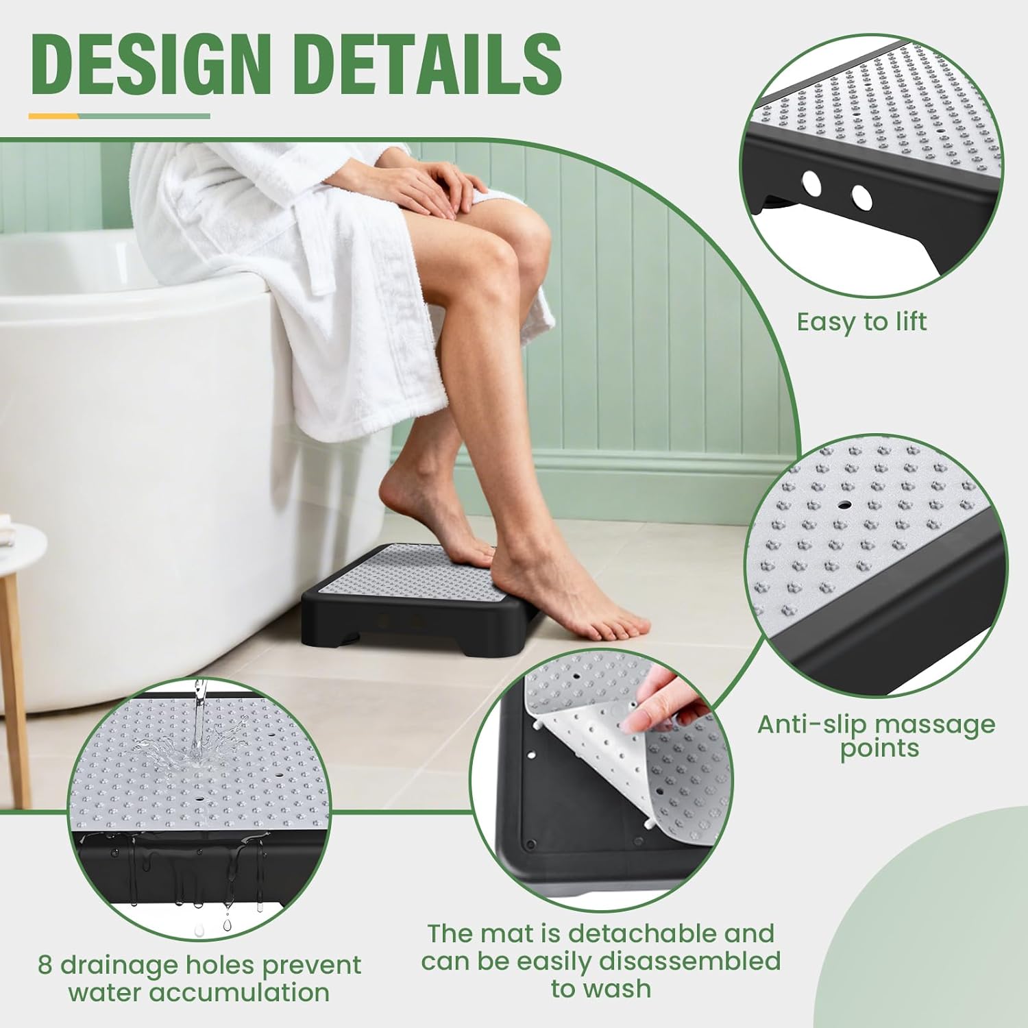 Mobility One Step Stool, Heavy Duty Indoor Outdoor Non-Slip Small Step Platform Assistive Device for Adult Elderly