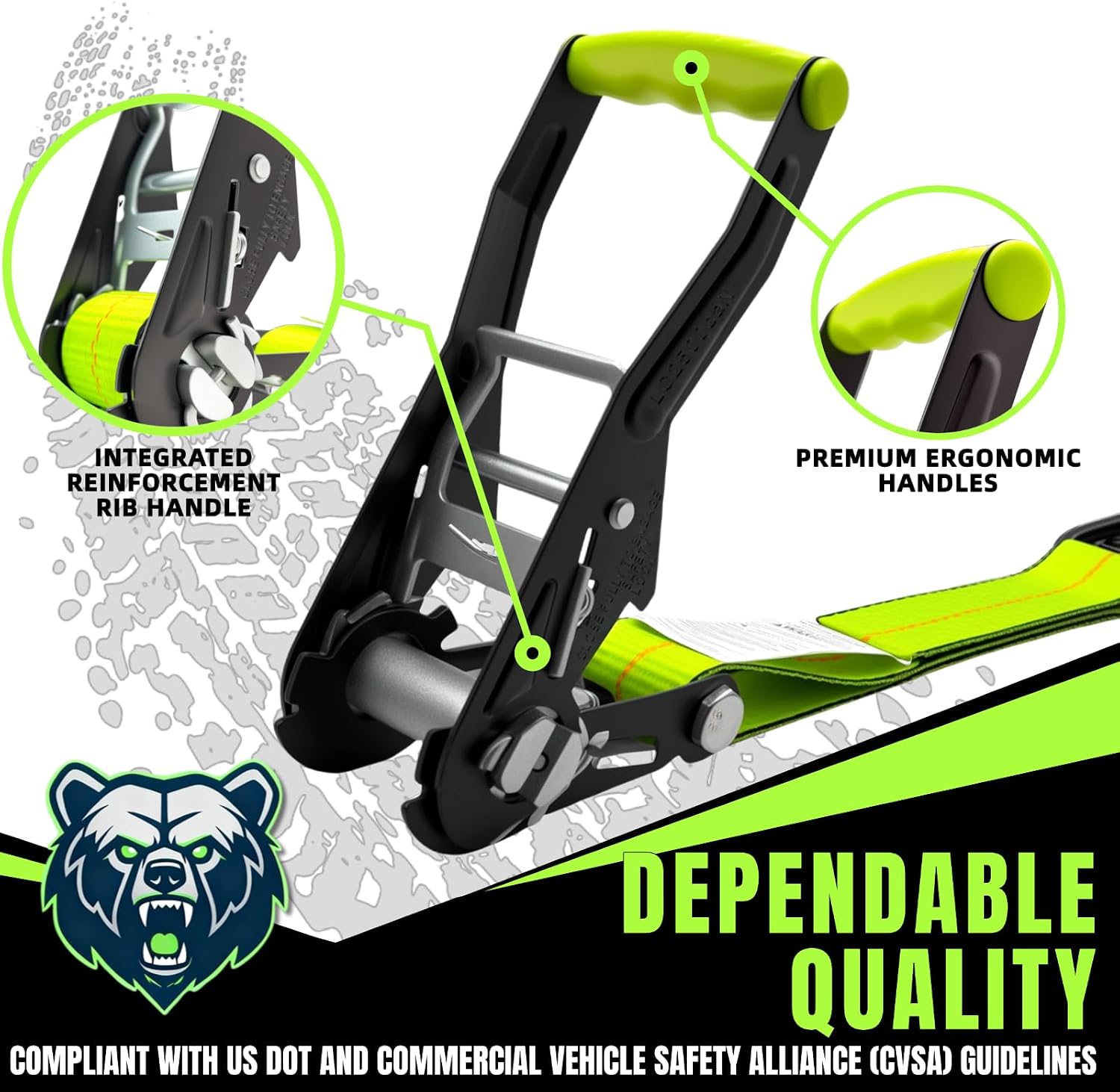 Heavy Duty Ratchet Straps with J Hooks 2" x 15' Ratchet Strap 10,000 Lbs Max Break Strength, Tie Down Ratcheting with